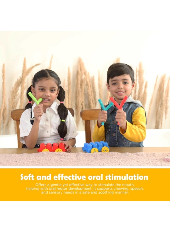 abley's Silicone Sensory Chew Tube, Y-Shaped Design, Multiple Textured Surfaces, Non-Toxic (Blue) - Image 2